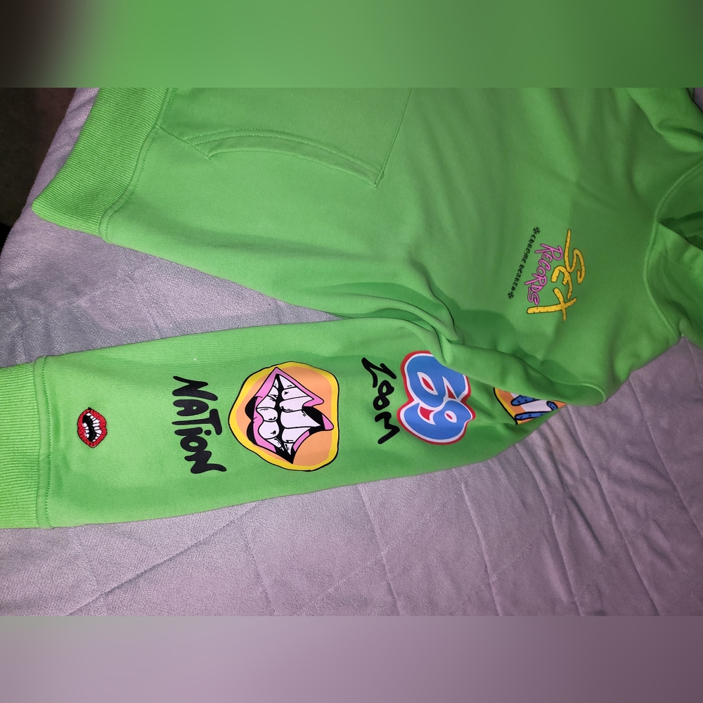 Bright Green Graphic Hoodie Sweatshirt - Men - Picture 4 of 7